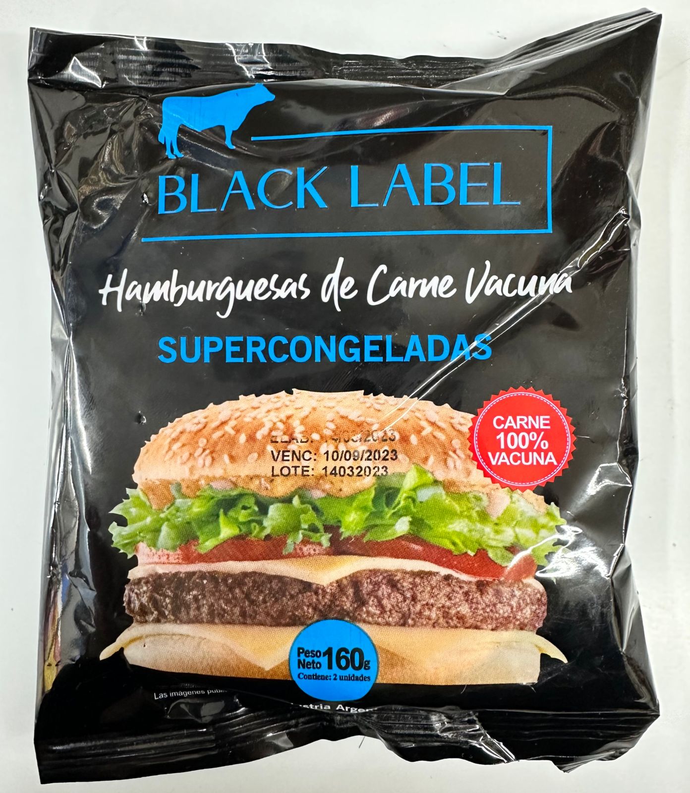 12 Hamburguesas 80 grs Black Label